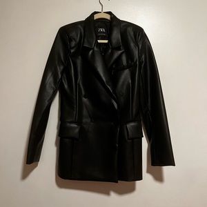 Faux leather blazer